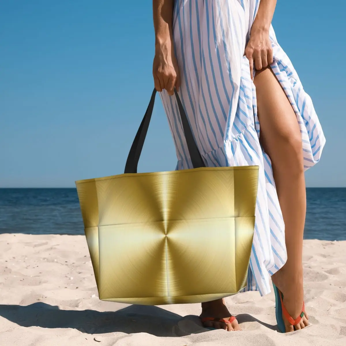 

Матовая золотая радиальная металлическая пляжная сумка-тоут Спортивная сумка для занятий йогой в тренажерном зале Большая большая сумка Женская дорожная сумка Сумка для фитнеса