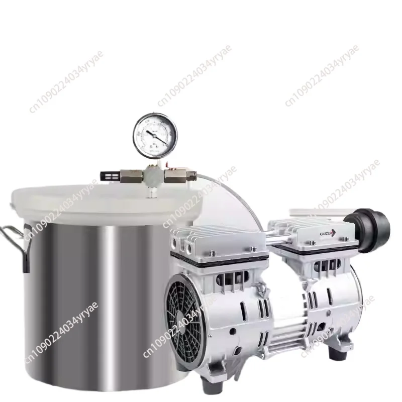 Industrial Vacuum Degassing Barrel Stainless Steel 6L Epoxy Resin Defoaming Tank with Negative Pressure Gauge Transparent Cover