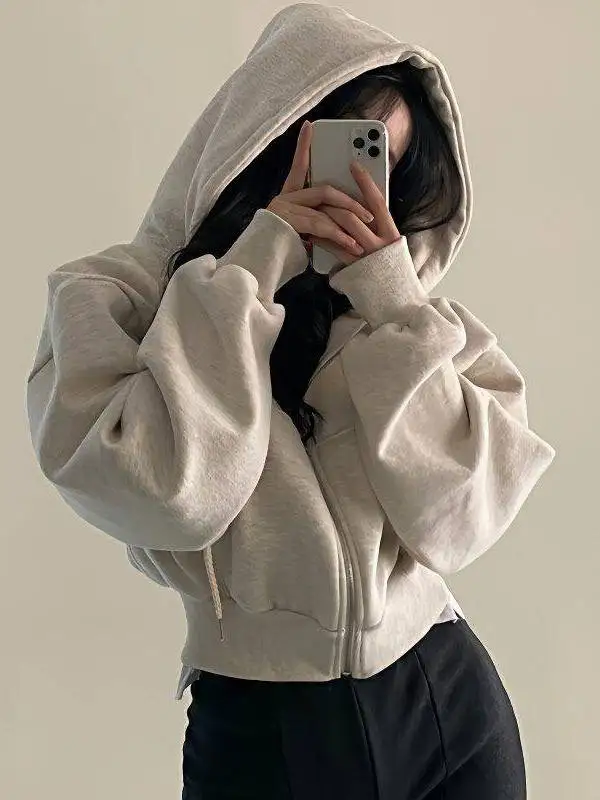 Sudadera con Capucha Deportiva para Mujer, Top Corto con Cremallera, Ropa Deportiva Informal, Prenda Exterior Moderna, Cárdigan Abierto con Ombligo al Descubierto