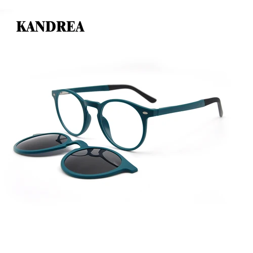 KANDREA gafas de sol redondas Vintage para mujer y hombre, gafas magnéticas con Clip de marca de diseñador 2022, montura de gafas ópticas para miopía S2034