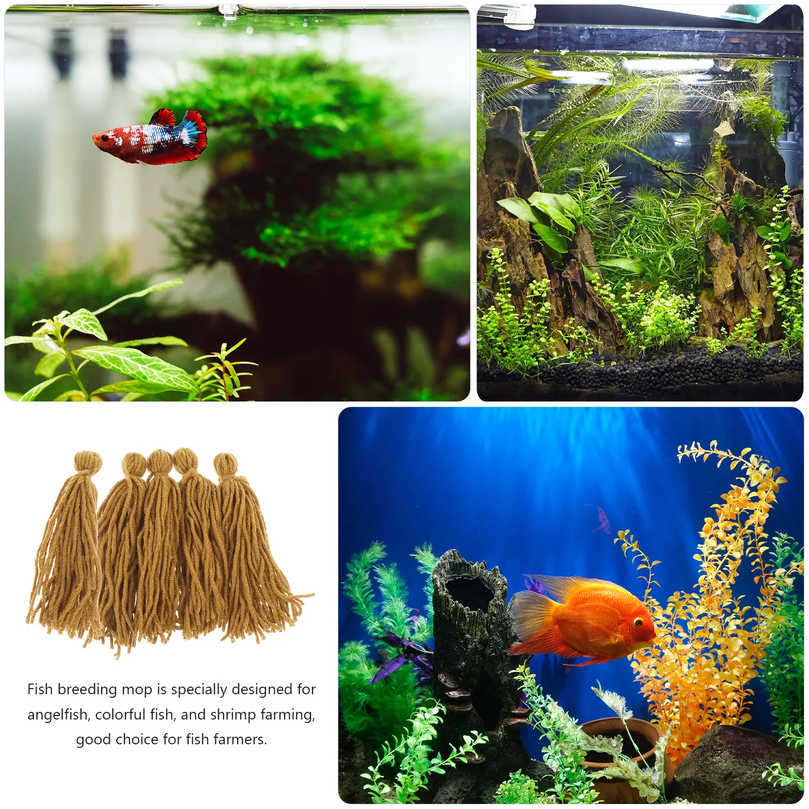 

5Pcs Fish Spawning Mop Aquarium Breeding Tool Angelfish Fish Egg Attachment Breeding Mop Spawning Breed Mops Shrimp Breed Mops