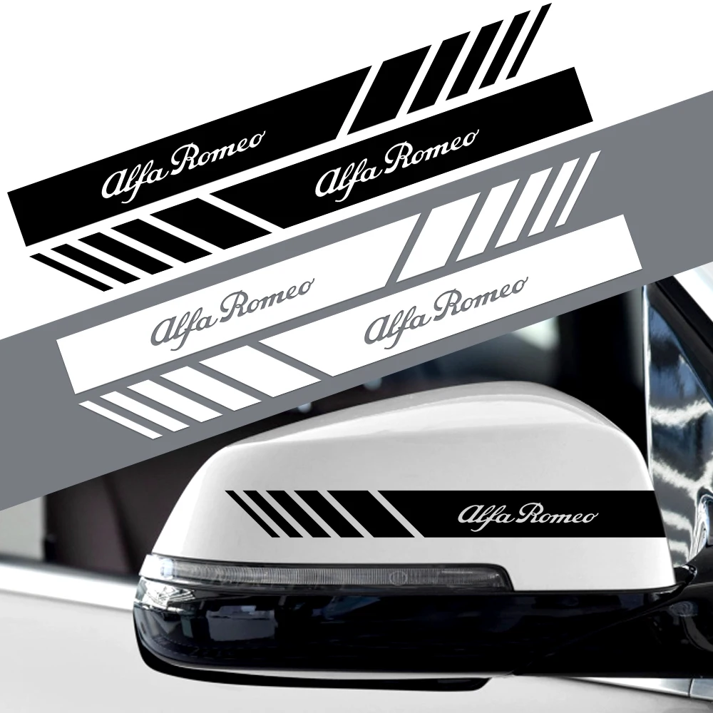 

2 шт. виниловая наклейка на боковое зеркало заднего вида в полоску, наклейка с эмблемой автомобиля для Alfa Romeo Stelvio Sportiva Giulietta Giulia 147 159 Mito