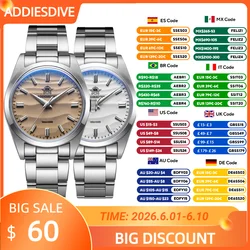 ADDIESDIVE Hot Sale AD2030 Quartz Watch Simple 10Bar Steel Dive Wristwatch Bubble Mirror Pot Cover Glass Sports 36mm Men Watches
