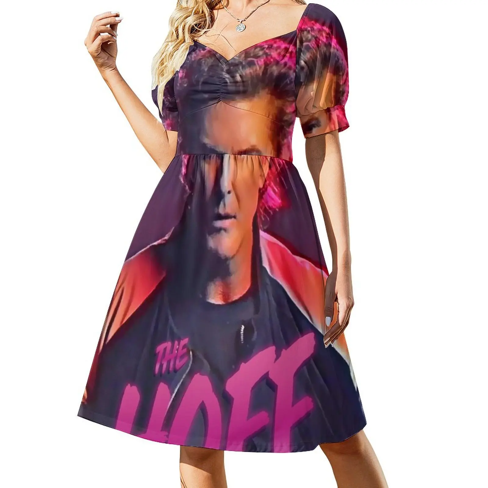 

The Hoff - David Hasselhoff Retro Allover Patten Short Sleeved Dress cocktail dresses luxury dress Dress