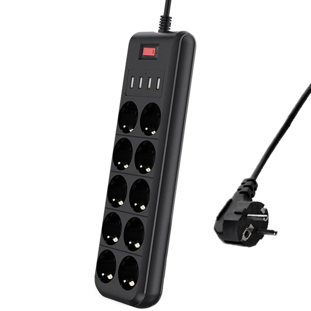 

EU Power Strip Network Filter Multi Electrical Socket 10 Outlets 4USB Ports Fast Charging 6.5FT Extenstion Cord Surge Protector