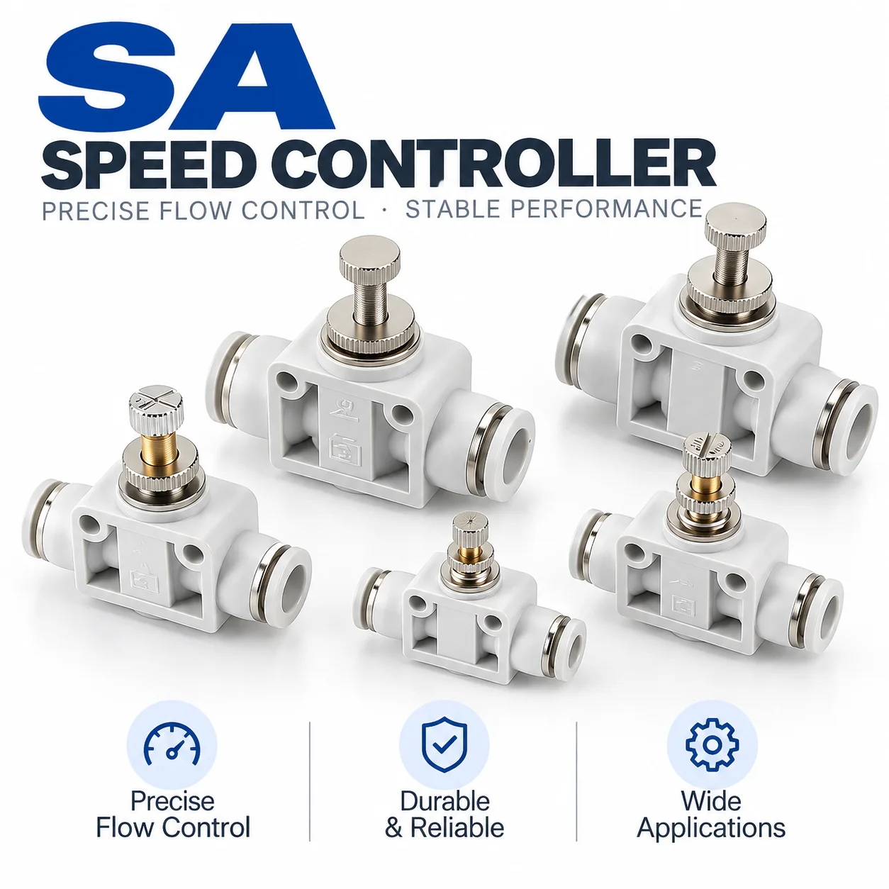 1Pc/5Pcs/10Pcs Pneumatic Trachea SA Series Pipeline Throttle Valve Flow Control Valve SA-4 6 8 10 12 Speed Control Fittings
