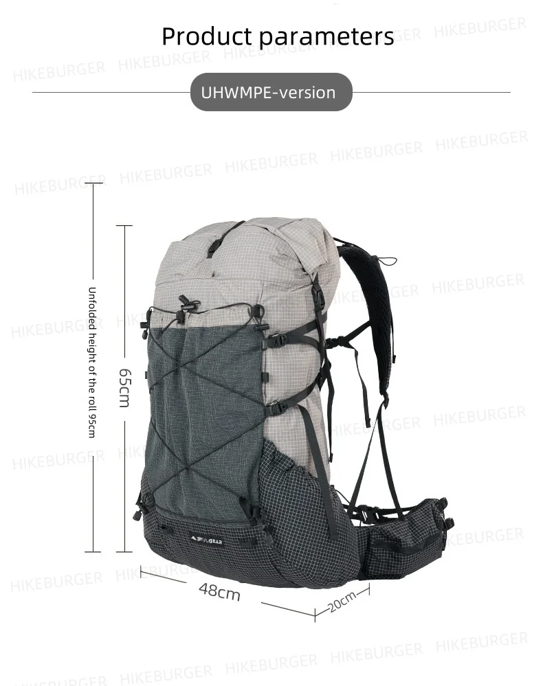 3F UL GEAR Yue 45+10L Rucksack Outdoor Camping Rahmentasche Ultraleichter verstellbarer Multifunktionsrucksack Wandern Bergsteigen – Detail 2