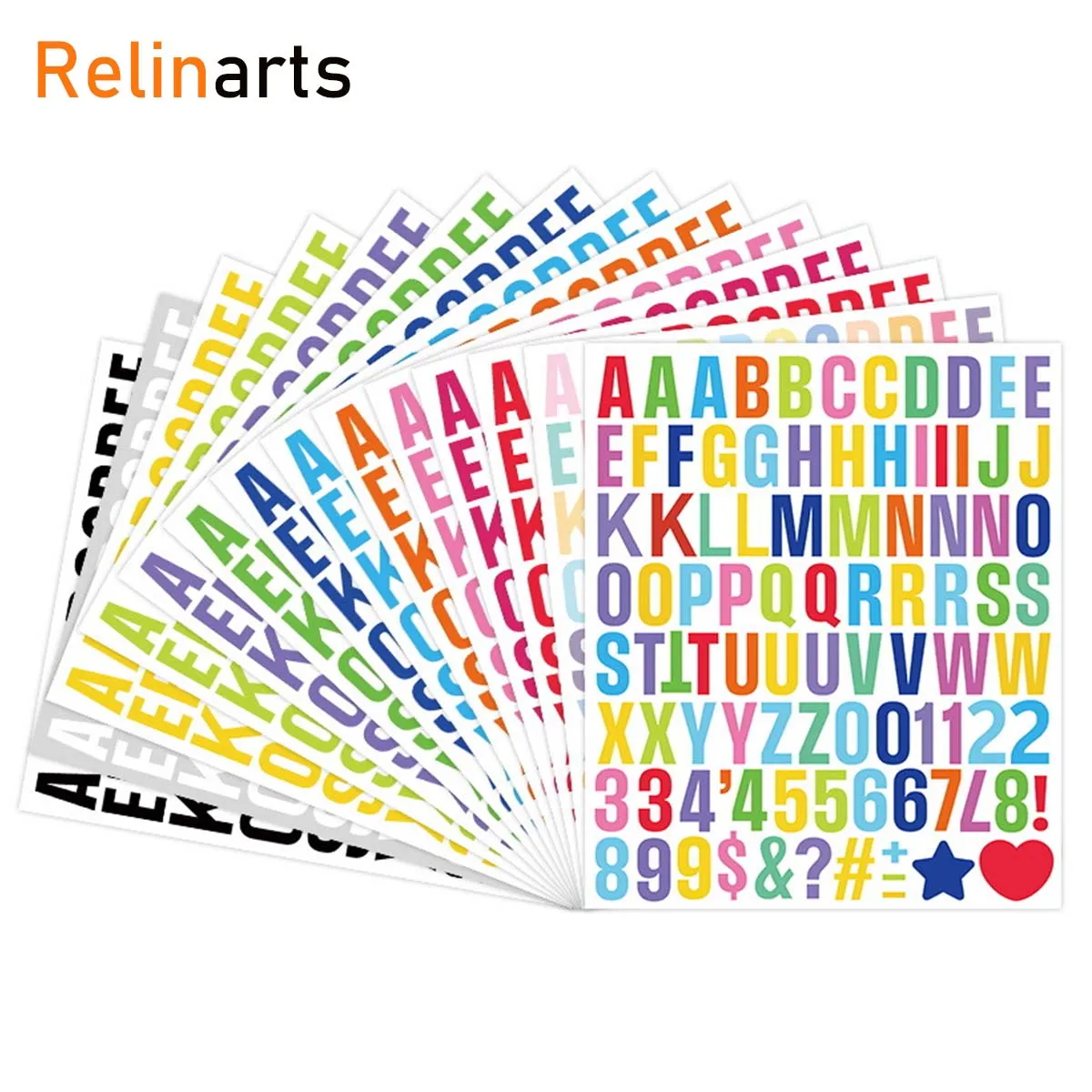 10 Sheets 1 Inch Colorful Letter Number Stickers, Self-Adhesive Vinyl Alphabet Stickers for DIY Crafts Journal Scrapbook Decor