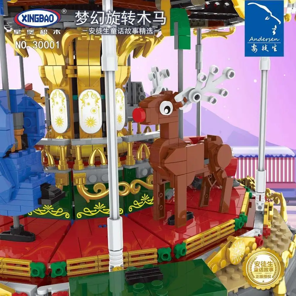 

Anderson's Fairy Carousel MOC Building Blocks Amusement Park Bricks Educational Toys With Figure
