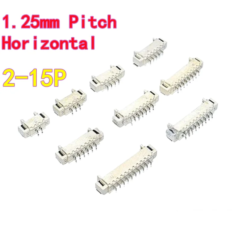 20PCS 1.25mm Pitch, Horizontal & Vertical Mounting, 2P/3/4/5/6/8/10-12P SMT Horizontal Socket Connector