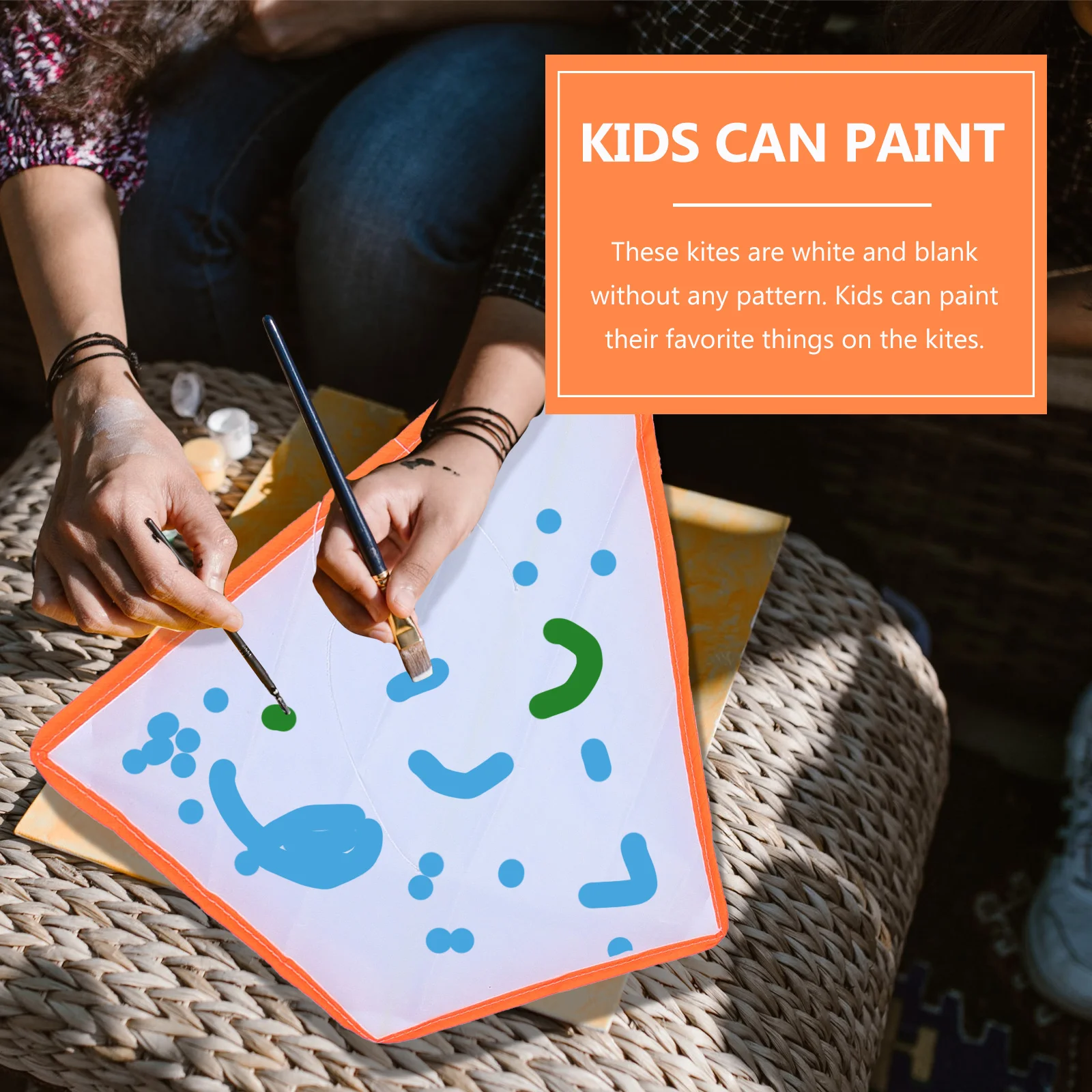 

3 Sets Teaching Blank Kite Handle Bear DIY Kids Easy to Fly Making Graffiti Painting Long Tail