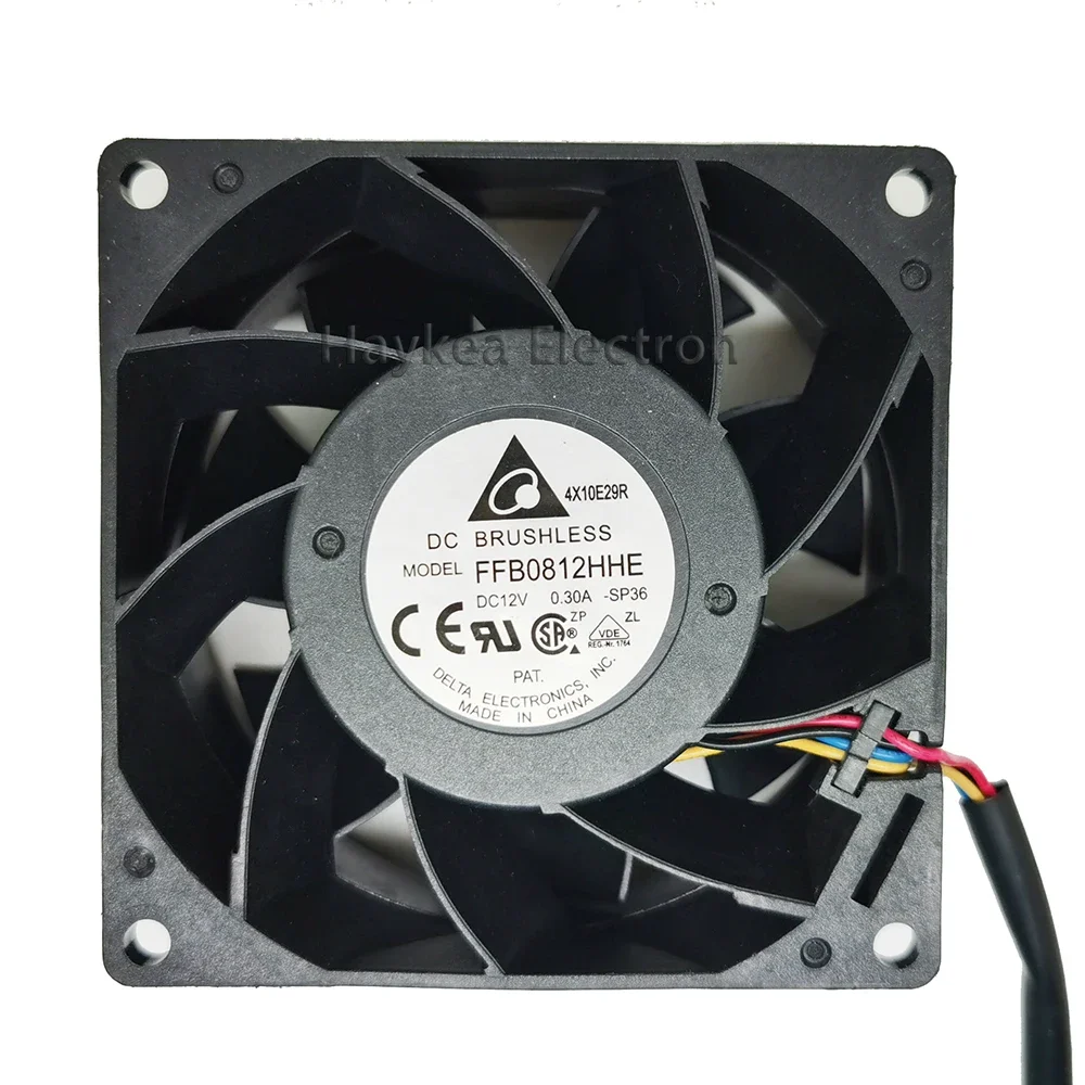 

For delta FFB0812HHE 12V 0.30A 8038 8CM 80X80X38MM PWM control hight speed 4lines double ball bearing cooling fan new cooler