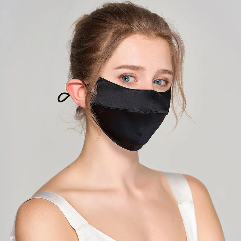 Double Layer Mulberry Silk Sunscreen Mask for Face Women Fashion Summer Protection Adjustable Ear Strap Breathable Veil Thin