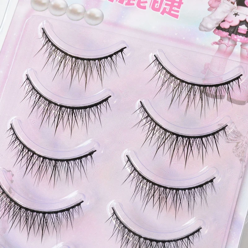 5 Paar Manga Baby Straight Lashes Hard Band Natural Fish Tail False Eyelashes Daily Cosplay Makeup – Detail 4