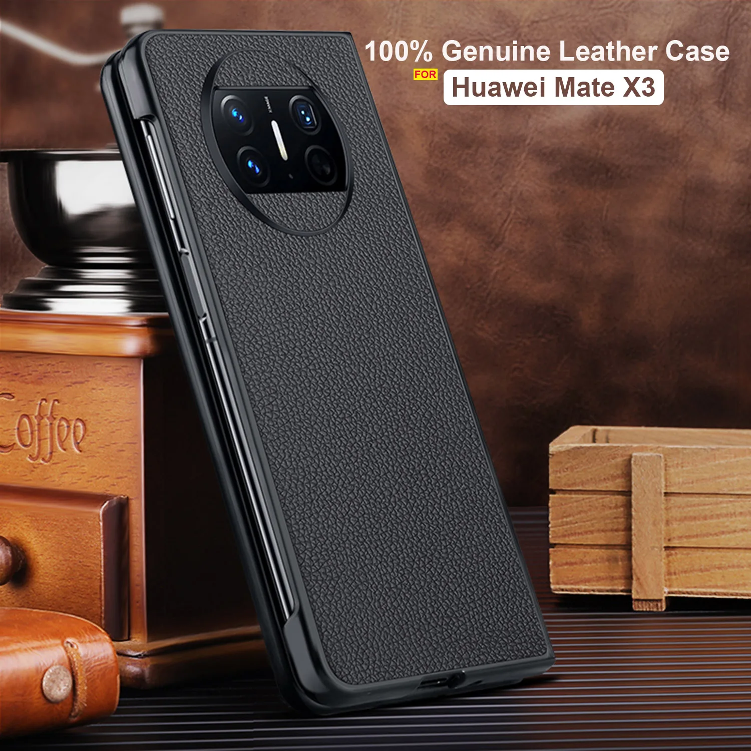 For Huawei Mate X3 Case 100% Genuine Leather Cases Shockproof Back Cover PC bumper Camera Protect 360 Capas For Mate x 3 Funda