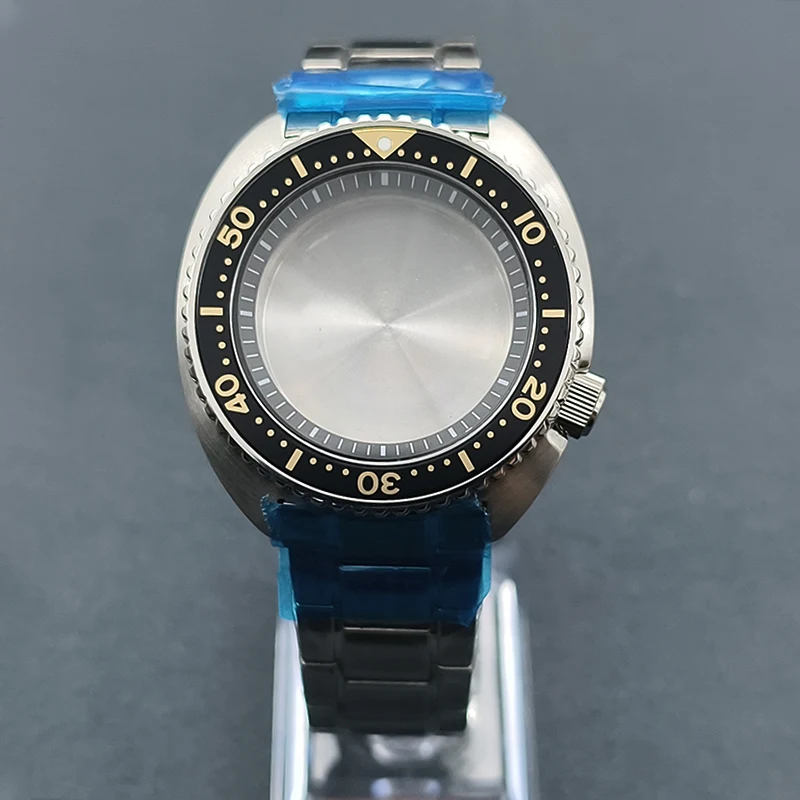 Mod 6105 Turtle Abalone Watch Case Sapphire Crystal Glass 28.5mm Watch Dial Fit NH35 NH36 7S26 4R Movement With Steel Band Case