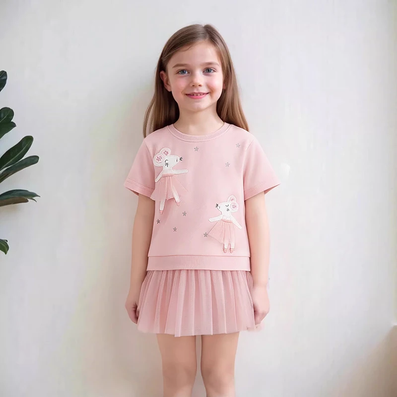 Little Maven 2026 Sommer Baby Mädchen Kleidung Cartoon Tanzen Maus Sweatshirt Schöne Baumwolle Kleidung für Kinder Kleinkind 2 bis 7 Jahre
