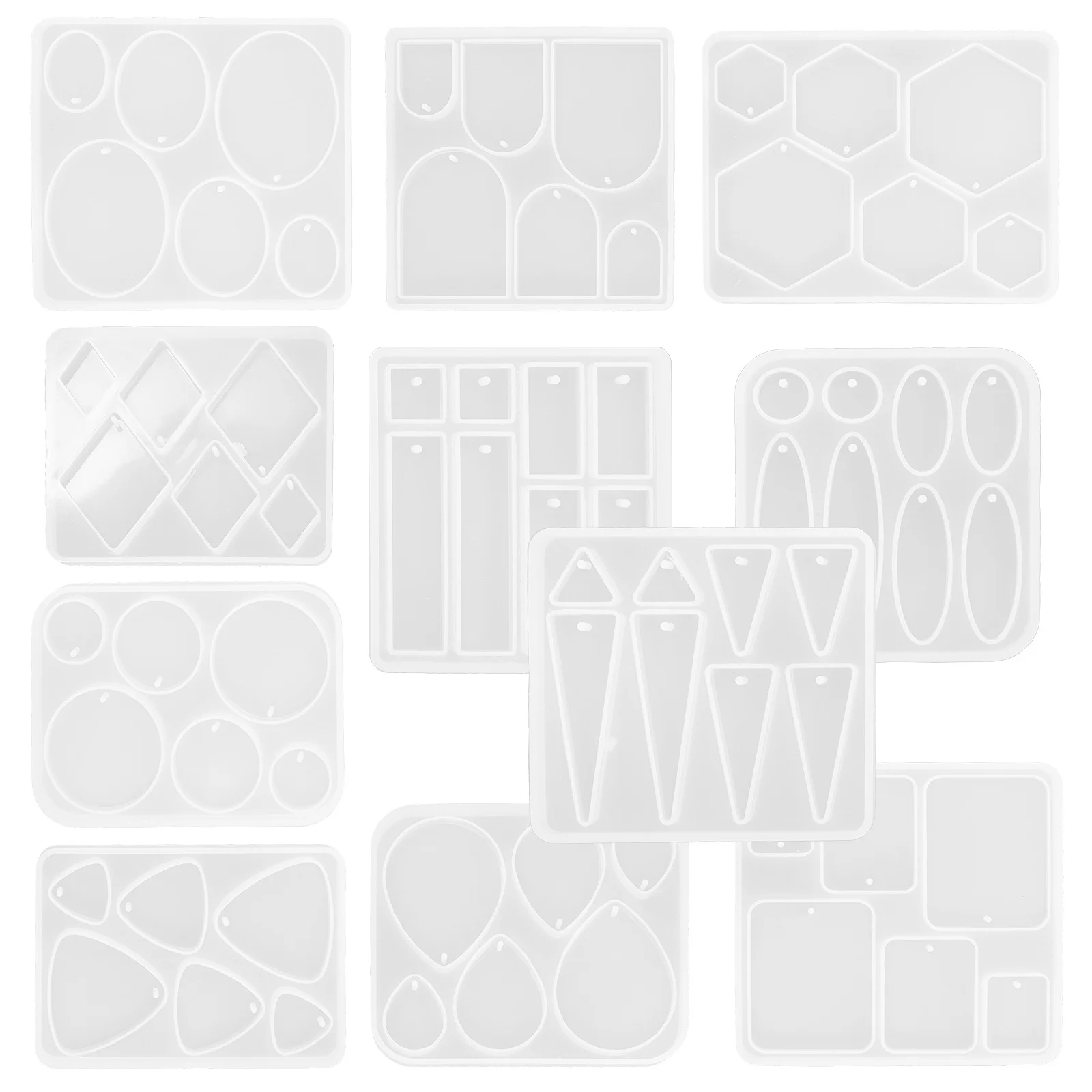 11Pcs Crystal Epoxy Pendant Mold Silicone DIY Jewelry Craft Mold for Earring Pendant Making Keychain Charm Resin Molds