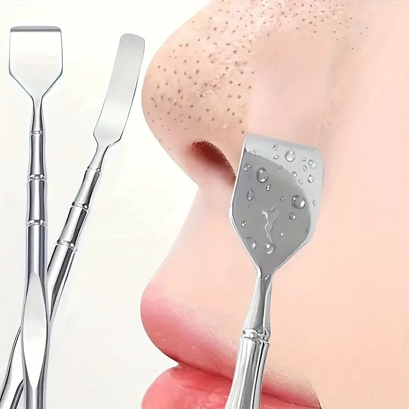 Stainless Steel Professional Double-Ended Blackhead Remover: Facial Pore Cleanser, Exfoliator, and Massage Tool for Smooth Skin