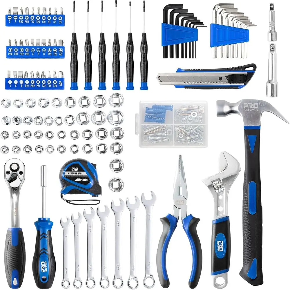 Complete 200-Piece Tool Kit for Home & Car Repair with Portable Storage Case