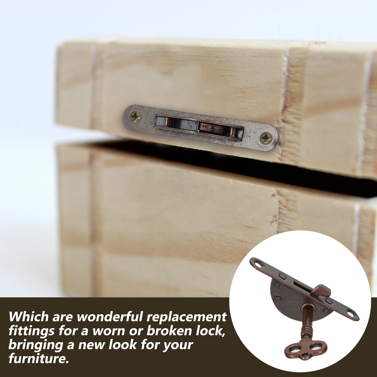 Fechadura lateral semicírculo para armário, gaveta de ferro, retrô, porta de armário, fechadura para móveis com chave, bronze vermelho vintage para joias