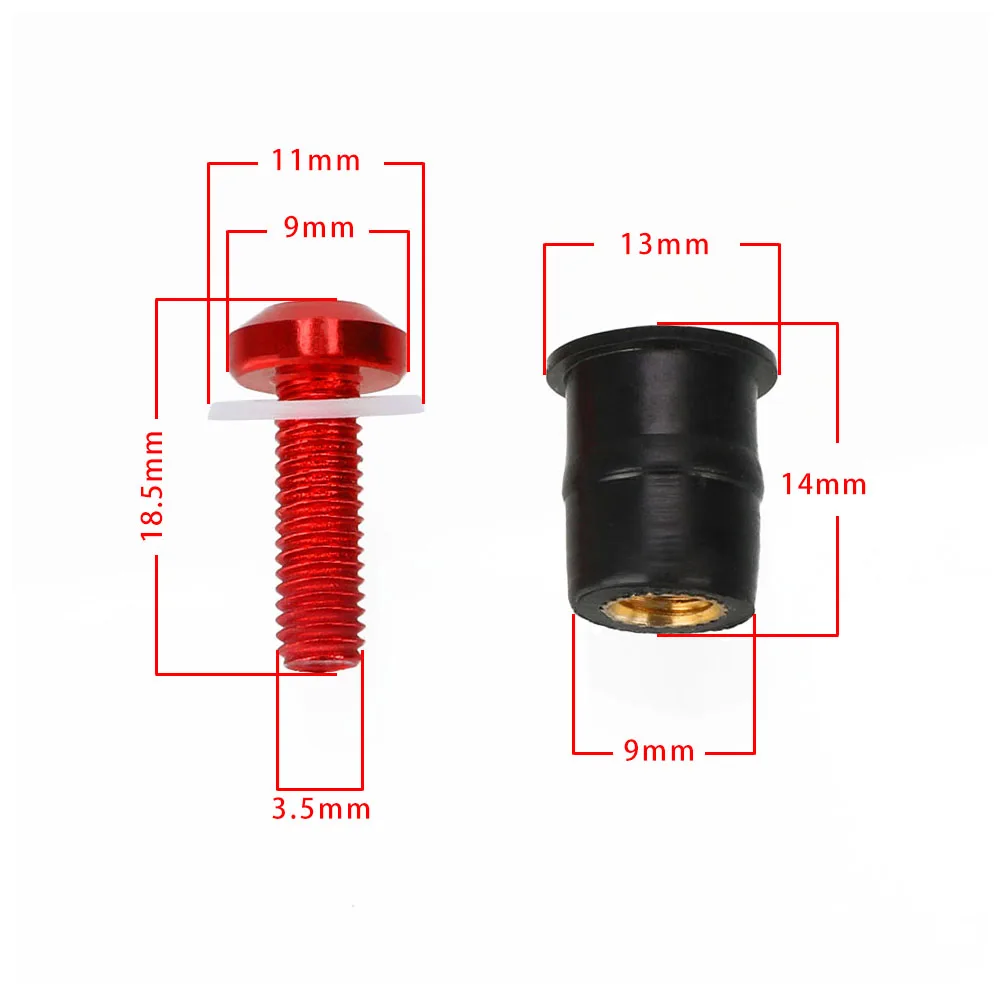 5mm 10PCS Motorcycle Windshield Bolts Screw Nut Fastener Kit For Kawasaki Ninja GPZ900R Z900 ZX-10RR ZX-12R ZX12RR ZZ-R1200