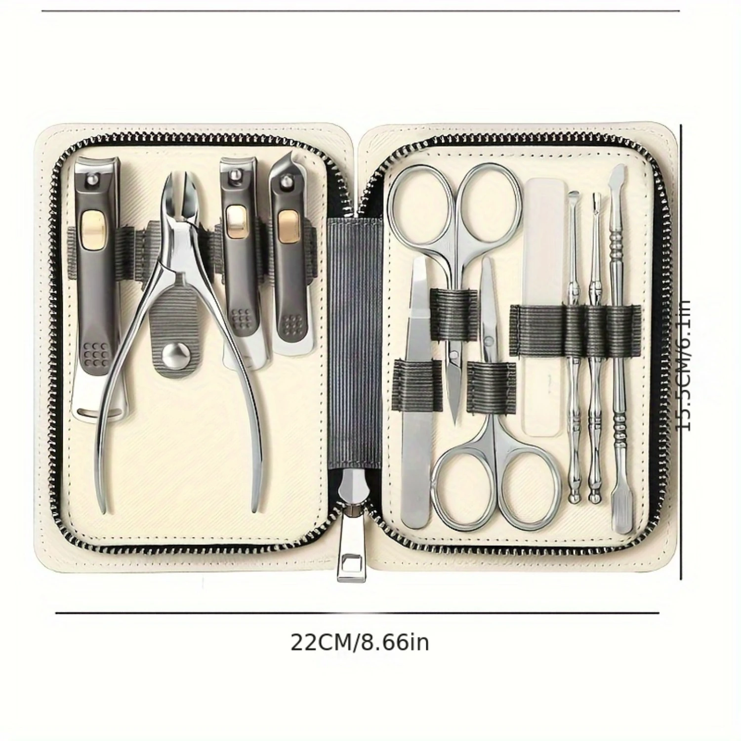 Set,  Nail & Toenail Clippers, Splash-proof Nail Scissors, Grooming Tools, Classic Style, PU Leather Case With Durable Zipper