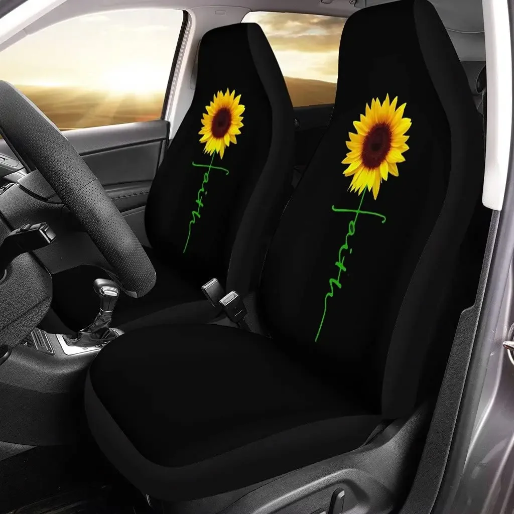 Christian Sunflower Faith Sunflower Scripture Bible Front Car Seat Covers  Auto Seat Covers Set of 2 Universal Fit Most Vehicle