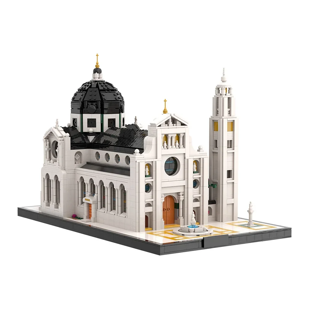 MOC Modular Basilique St Maurice Bricks Model Basilique St Maurice Architecture Street View Building Blocks Assemble Toys Gifts
