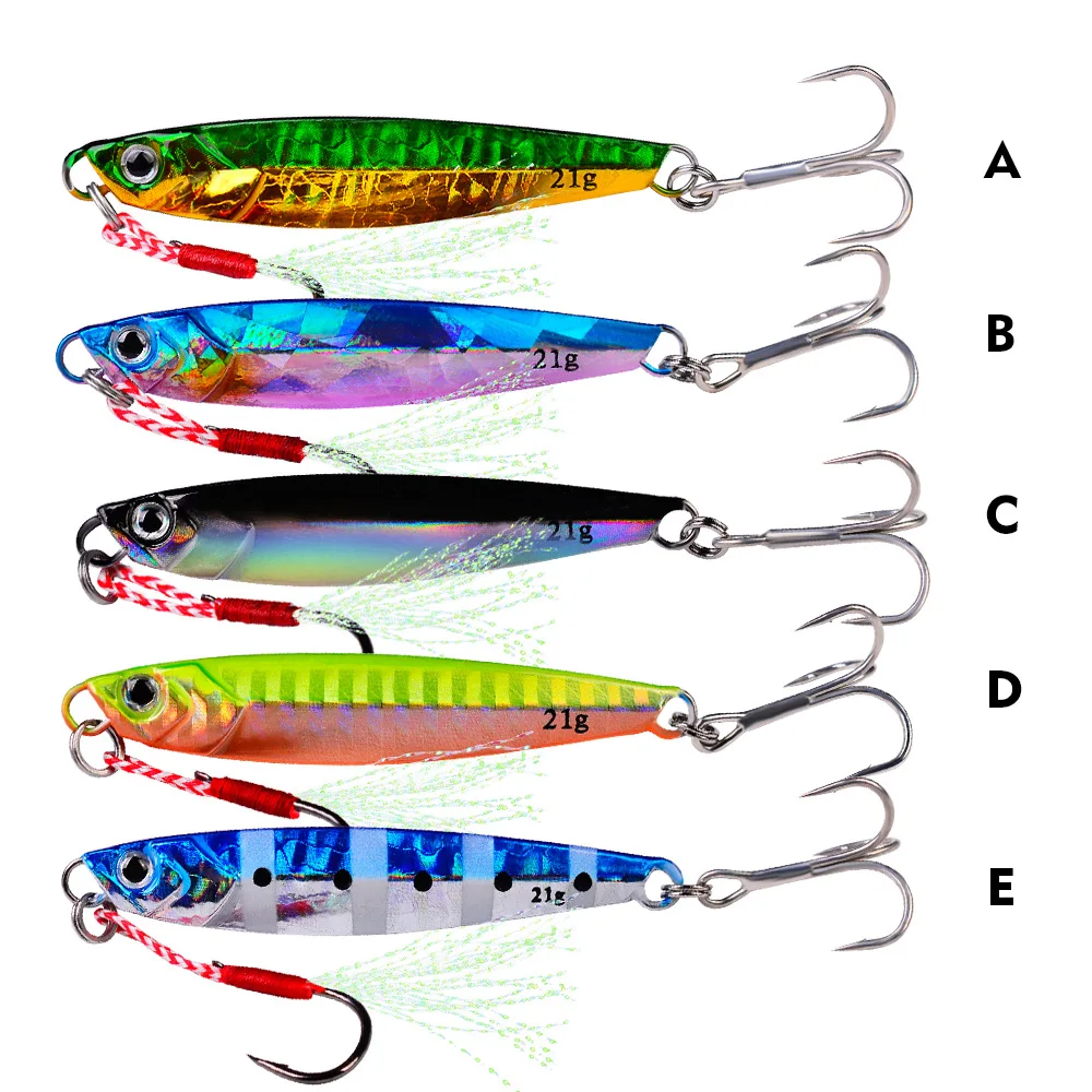 PROBEROS 5PCS Metal Jig Fishing lure Set 7g 10g 14g 21g Sea Shore Casting Jigging lures Jigs Spoon Saltwater Artificial Bait - view 2
