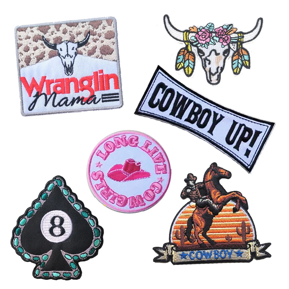 Western Cowboy And Cowgirl Emblem Clothing Accessories Badge Sticker Embroidered Embroidery Sticker Iron-on Patches