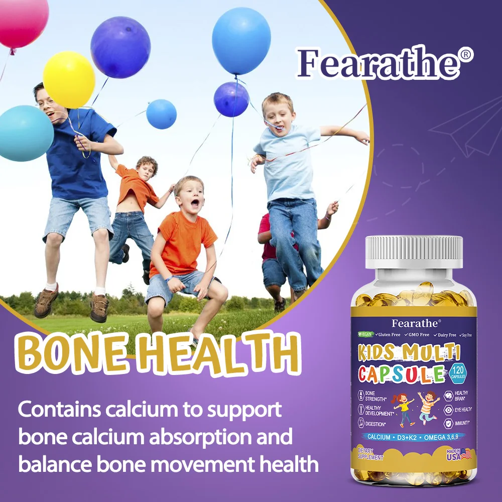 Kids Multivitamins Capsules - with D3+K2,Calcium - Promote Brain Development, Enhance Immunity,Support Digestion Healthy - view 4