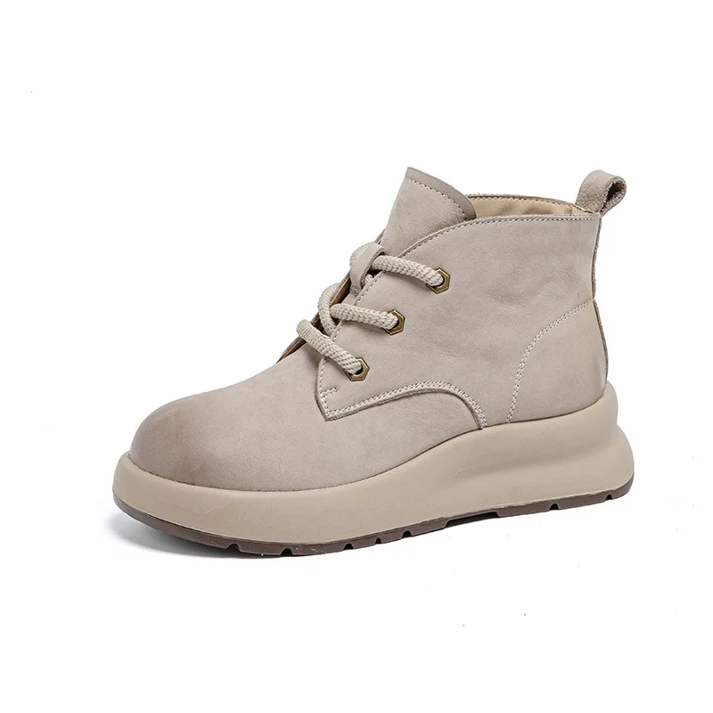 CICIYANG حجم كبير أحذية بوت قصيرة للنساء 2025 الخريف الشتاء جديد جلد طبيعي أحذية غير رسمية عالية الجودة الدانتيل متابعة الإناث حذاء من الجلد #5