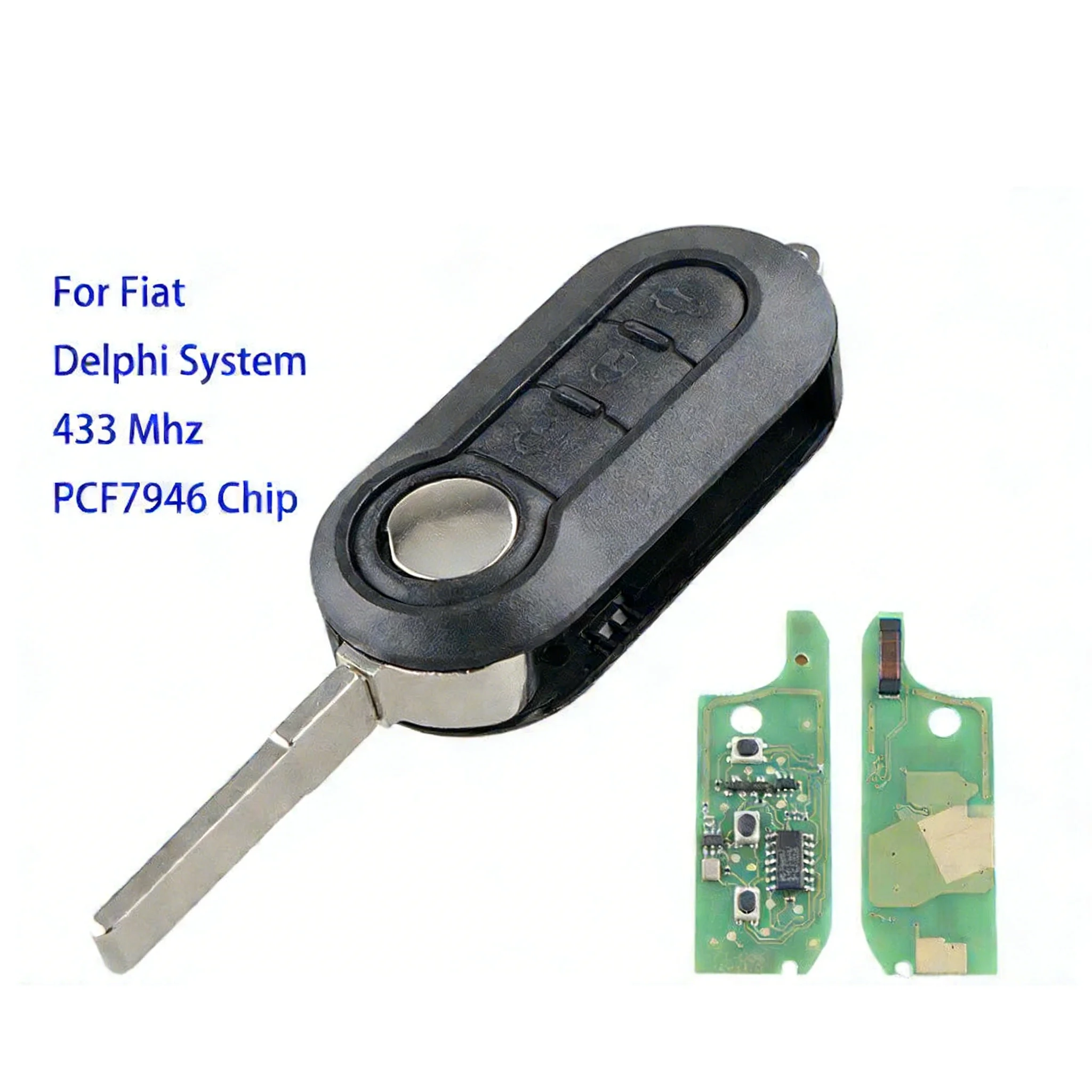 Car Remote Key Shell Case Remote Key Fob 433Mhz Delphi Chip For Fiat 500 Doblo Fiorino Grande Panda Remote Key Accessories