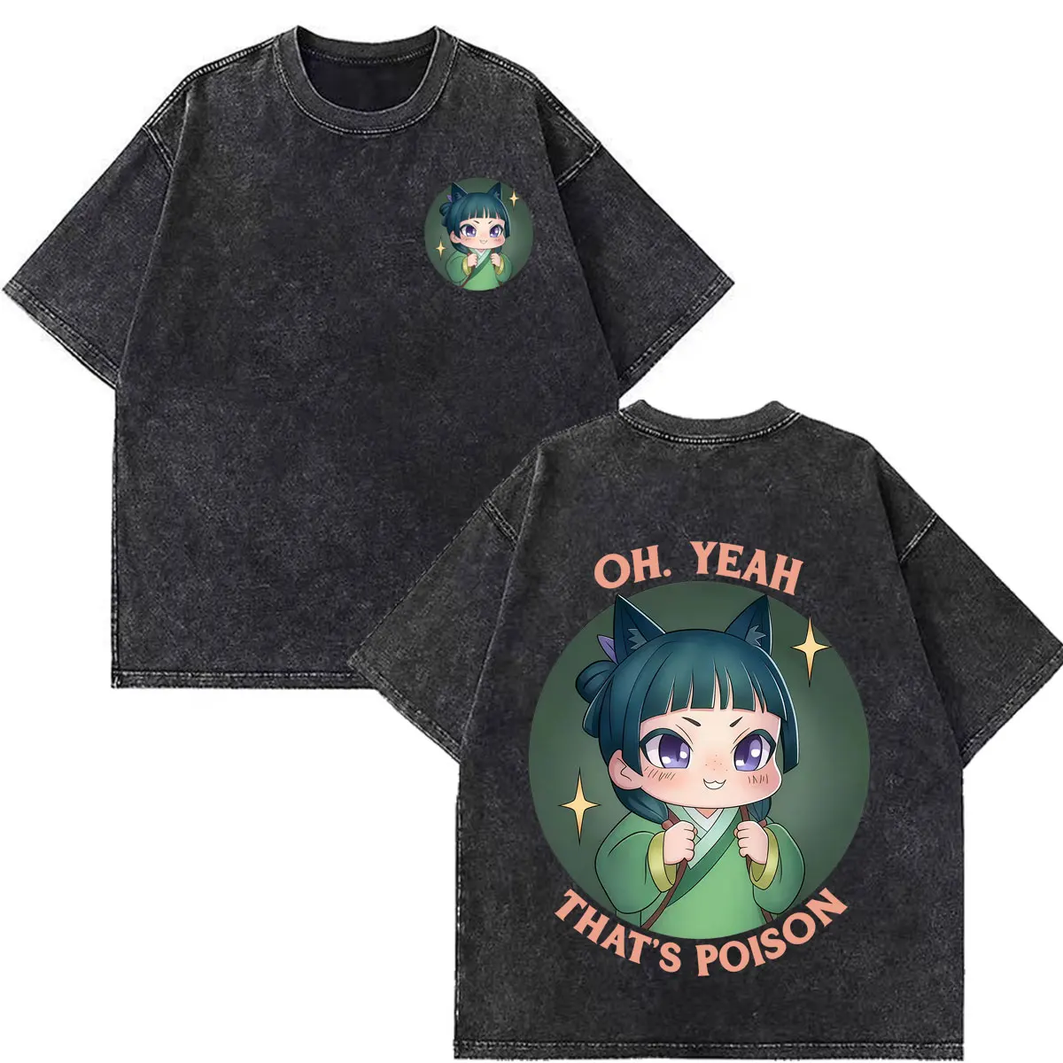 Anime The Apothecary Diaries Print Vintage Washed Tees Men Women Fashion T-shirt Loose Casual Cotton Harajuku T Shirts Fan Gifts