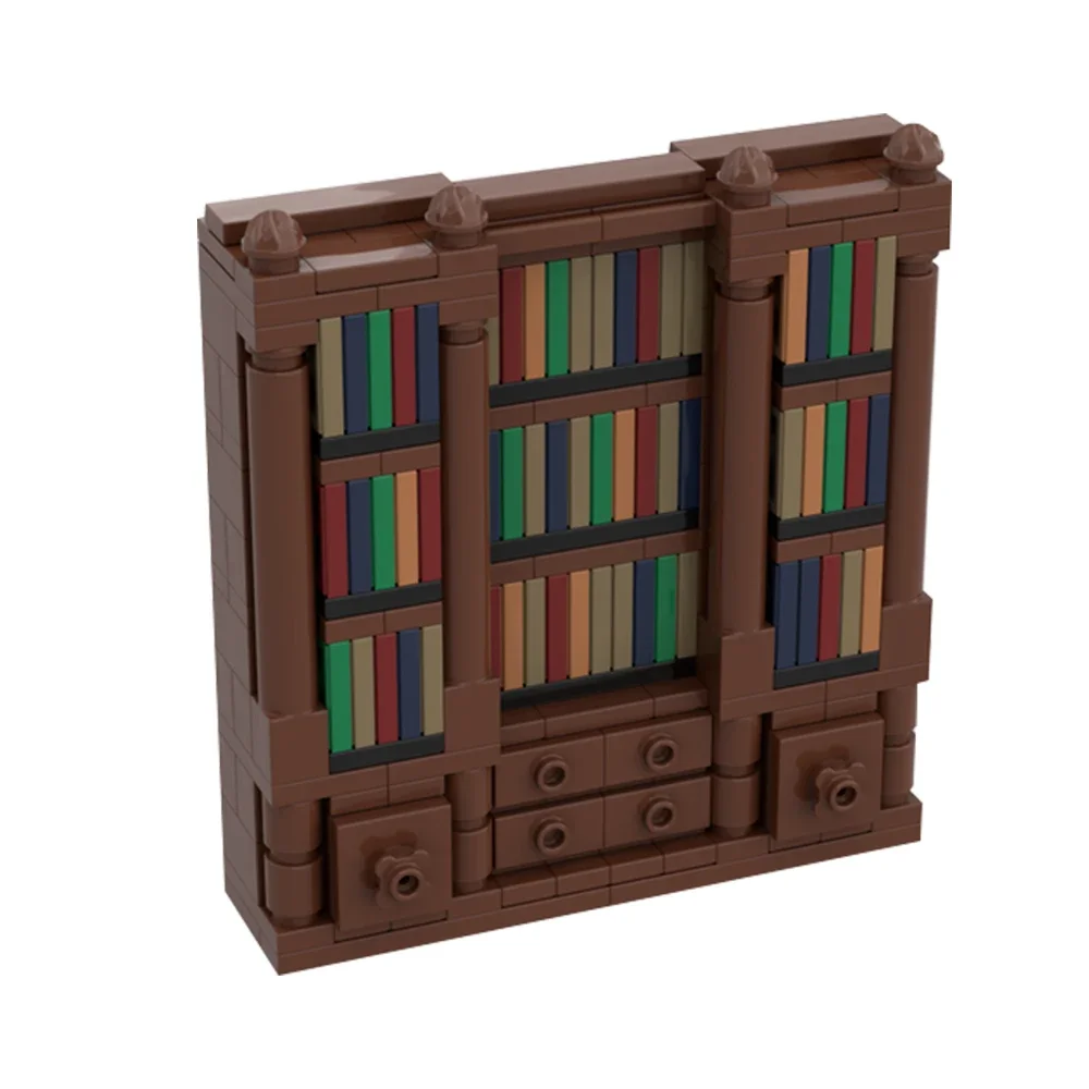 Gobricks MOC الإبداع رف كتب ألعاب مكعبات البناء للمكتبة والدراسة منزل الملحقات لتقوم بها بنفسك مشاهد الطوب الأطفال هدية