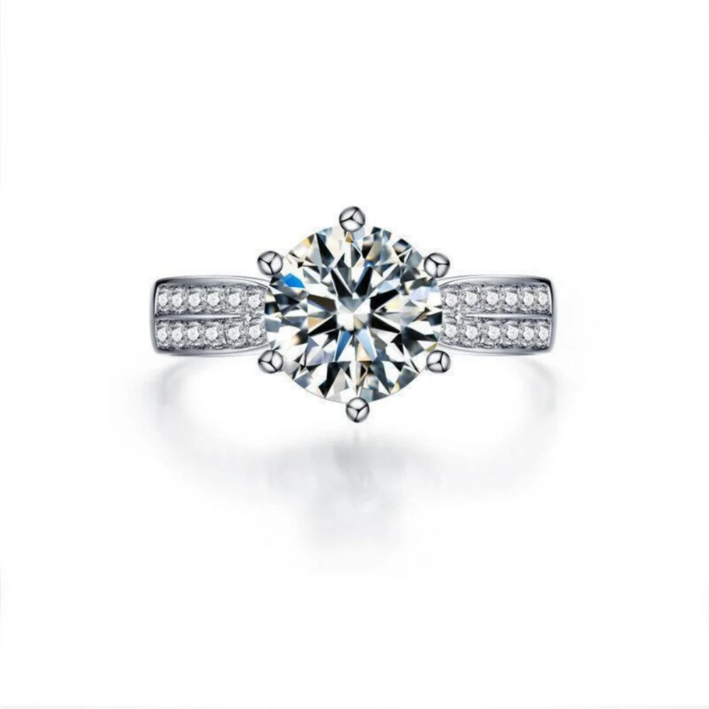 925 Sterling Silver Ring Claw with Imitation Moissanite Diamond