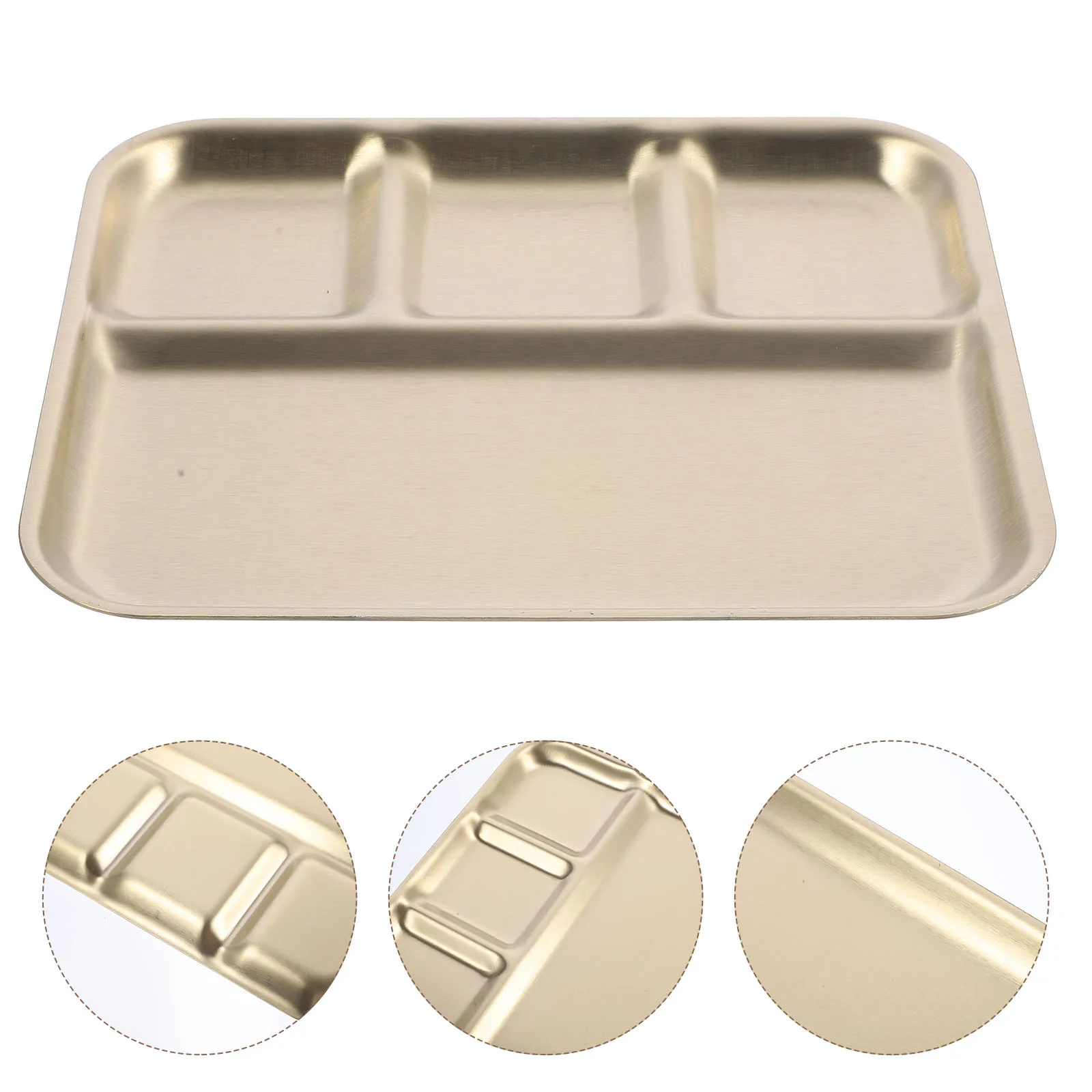 

Stainless Steel Divided Serving Tray Multi-Compartment Food Plate Stain Resistant Seasoning Plate For Bbq Buffet Appetizers