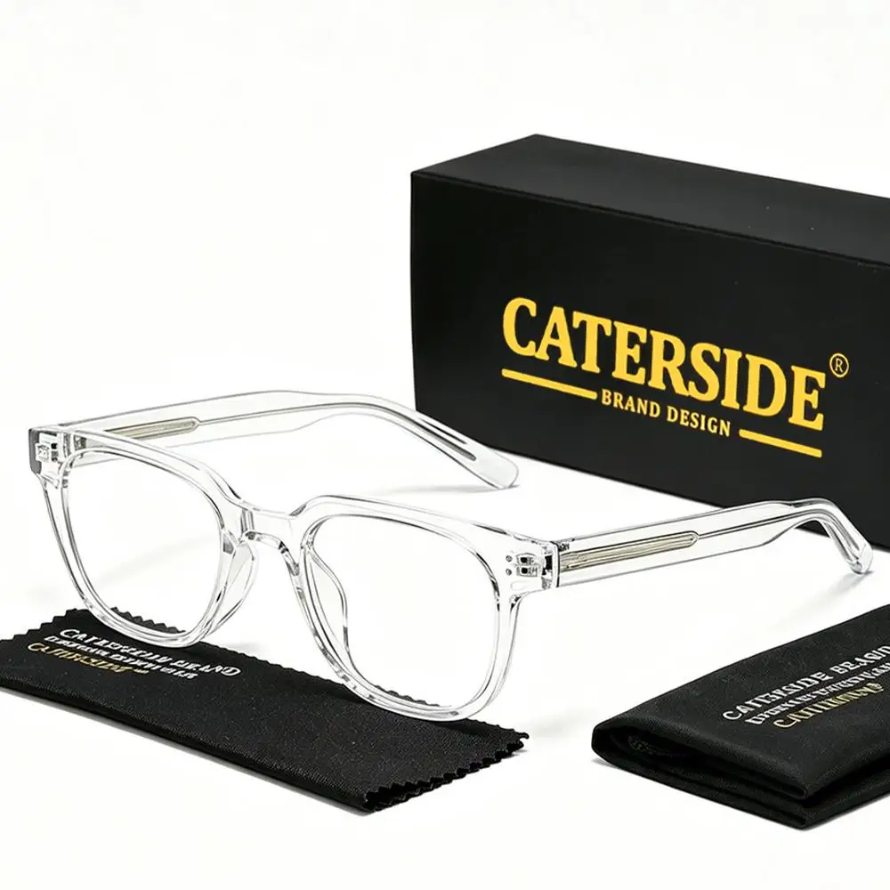 CATERSIDE Retro Herren-Blaulichtbrille, hochwertiger quadratischer Tr-90-Brillenrahmen, Damen-Computer-Lesebrille mit flacher Linse – Detail 7