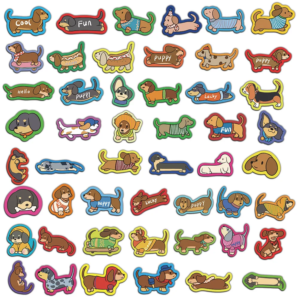 50PCS Creative Sausage Dog Diverse Personalized Graffiti Decoration Stickers Luggage Notebook Refrigerator Skateboard Wholesale