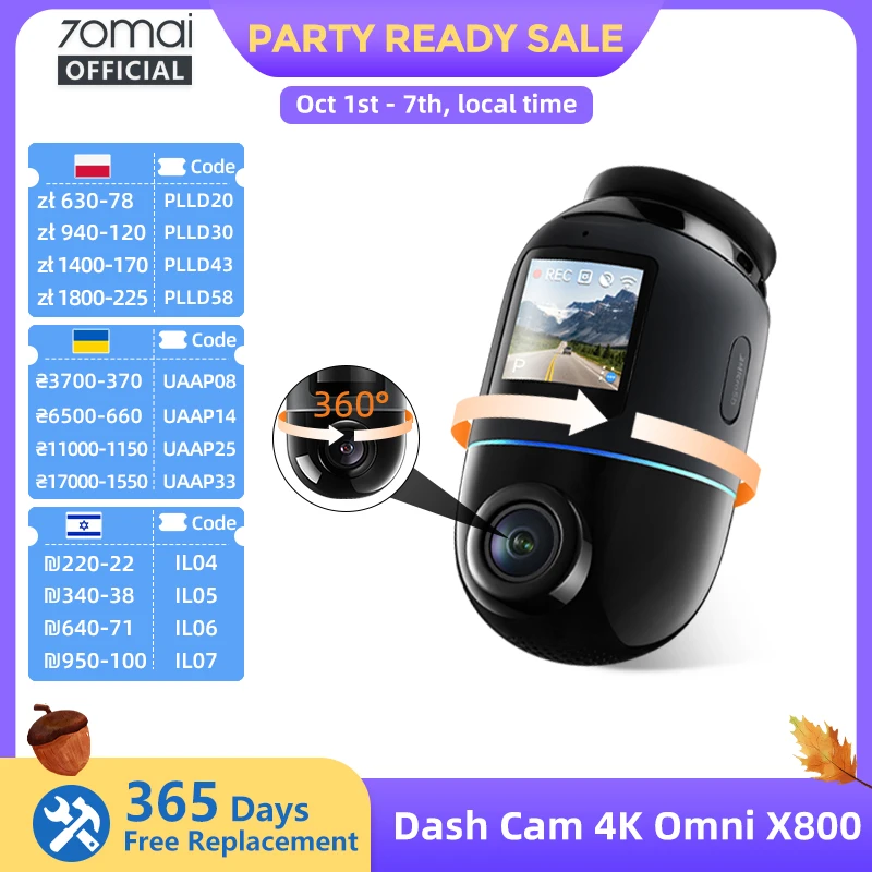 70mai 4K Dash Cam X800-2 with 4G UP04