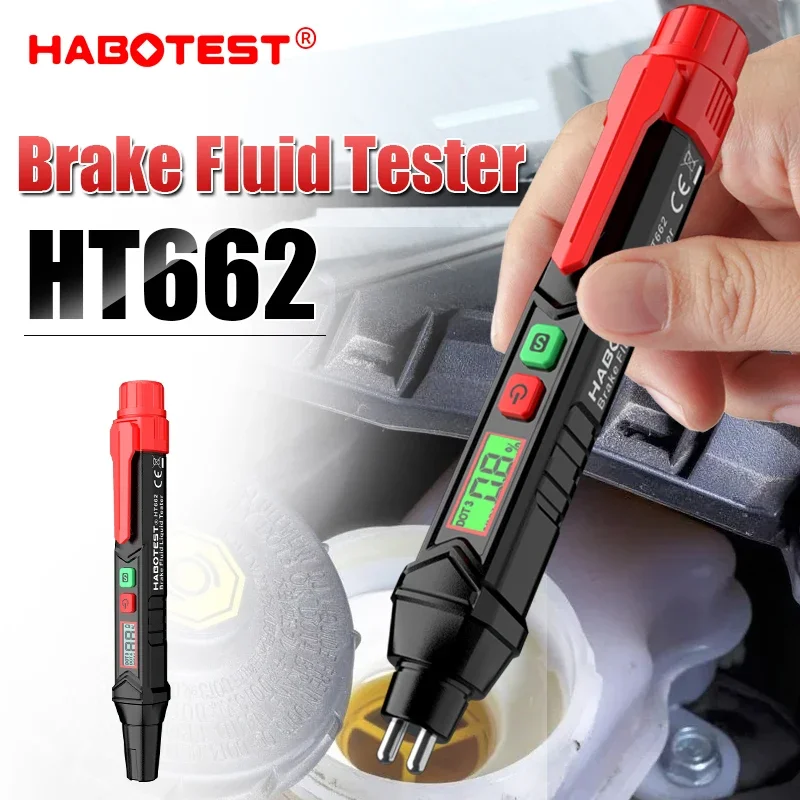 HABOTEST HT662 Brake Fluid Tester DOT3 DOT4 DOT5.1 Compatible Oil Content Analyzer Meter for Automotive Maintenance