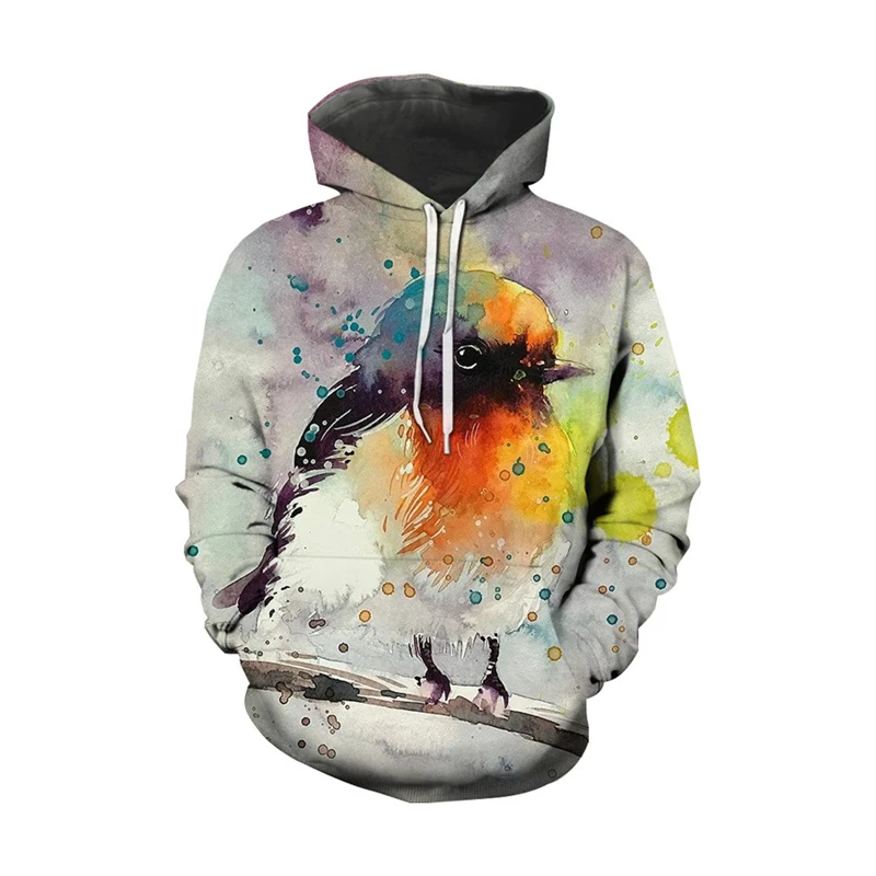 Birds Animal 3D Printed Hoodie For Men Cute Parrot Picture Long Sleeve Pullover Sweatshirt Outdoor Casual Sports Clothes Hoodies