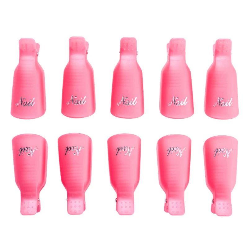 10pcs/bag Nail Acrylic Removal Clip for Remove UV LED Gel Polish Purple Pink Manicure Tools Nail Supplies for Professionals