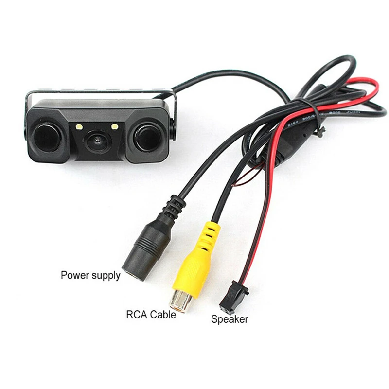 Universal Accessory 3in1 170° Car Visual Reversing Rear View Camera with Backup Radar Parking Sensor