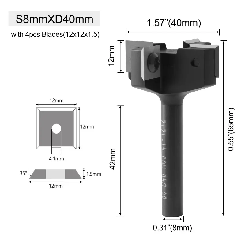 1pcs Wood Milling Cutter 12mm 12.7mm 1/2Inch Replacable Blade CNC Router Bit Wood Planer Bit Woodworking Tools  wood peeling