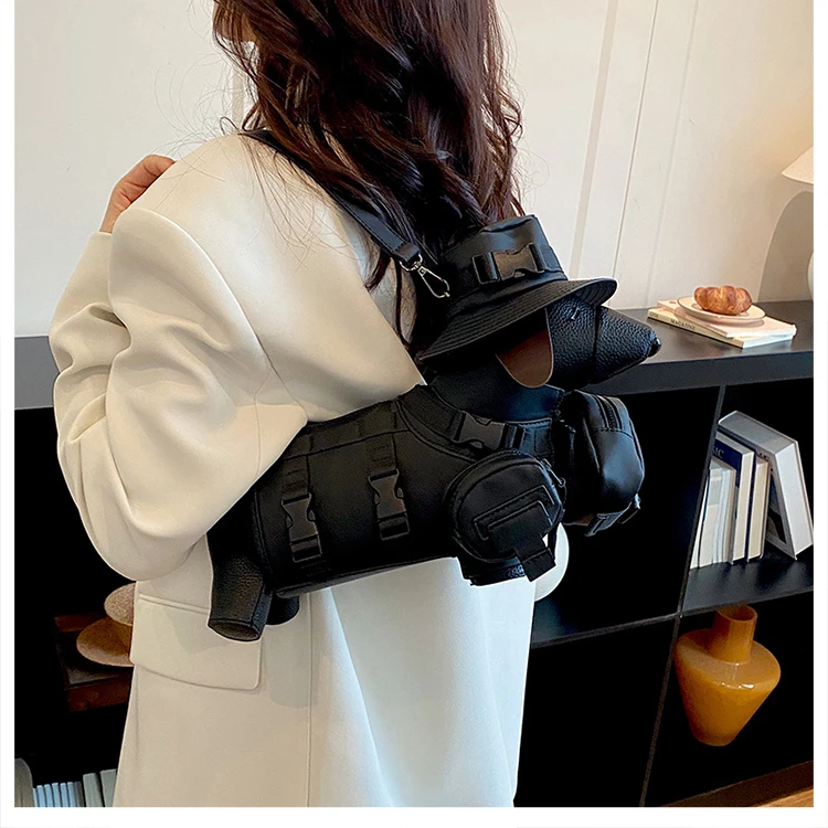 2026 Novelty 3D Dachshund Shaped Bag for Women with Mini Hat Buckle Design Cartoon Crossbody Streetwear Fashion Shoulder Purse