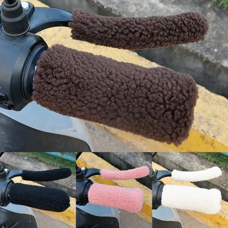 Electric Vehicle Motorcycle Particle Velvet Handlebar Cover Winter Warm Anti-slip Handlebar Universal Outdoor Riding Accessories