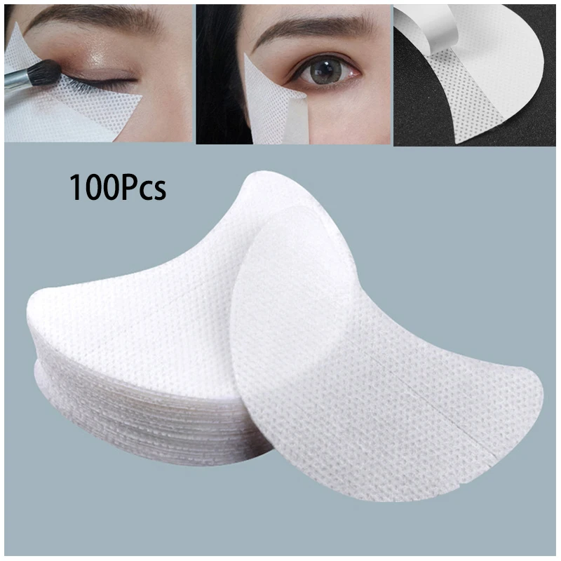 Protector de delineador de ojos para sombra de ojos, almohadillas desechables, parche sin pelusa, herramienta de maquillaje de pestañas postizas, 100 unidades