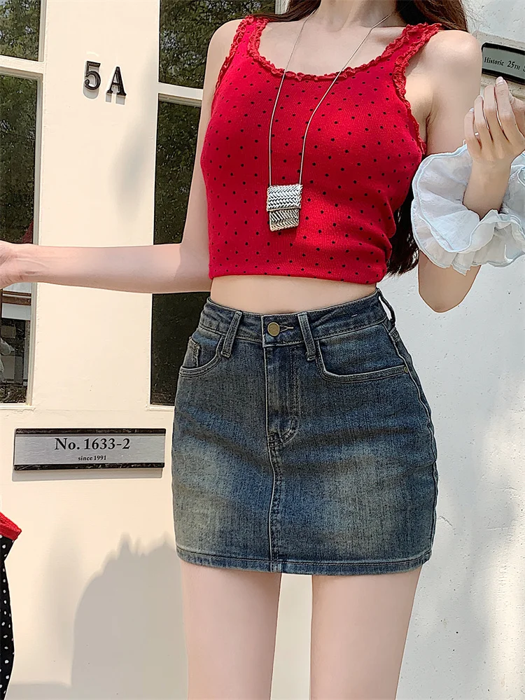 plus Size American Retro Denim  Skirt Women's Slim Fit High Waist Bodycon ort Skirt Tight Fit f Body Skirt